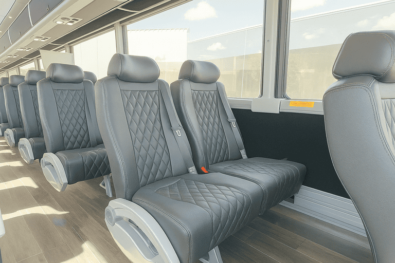 interior of Fayetteville Shuttle Bus Rentals charter bus